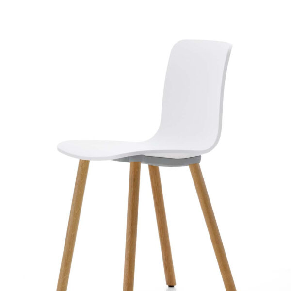 HAL Wood Chair, white shell, light oak legs