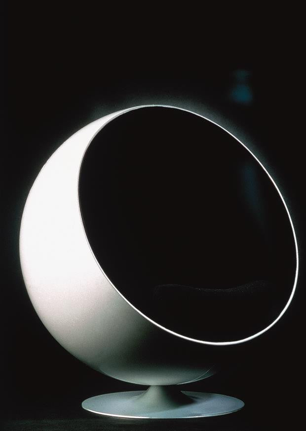 Eero Aarnio Ball Chair, white shell, black upholstery Eero Aarnio Ball Chair, white shell, black upholstery