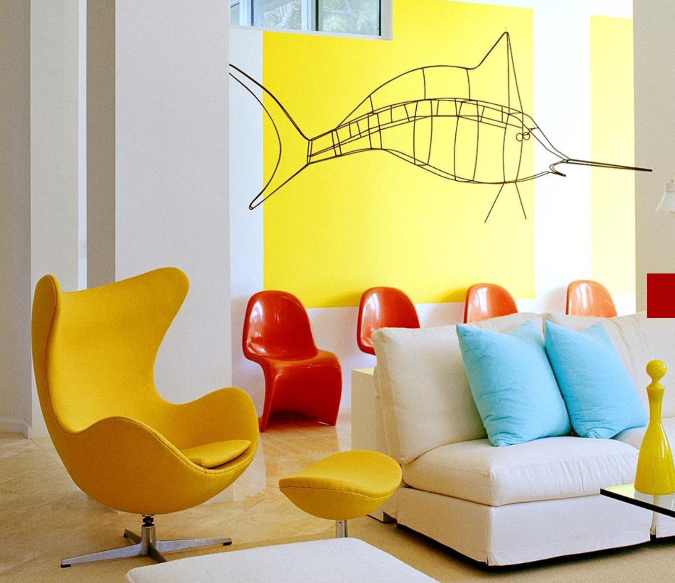 Egg Chair and Foot Stool and Panton Chair Egg Chair and Foot Stool and Panton Chair
