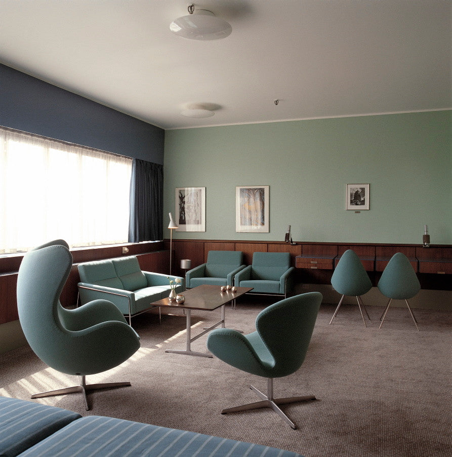Fritz Hansen 3300 2-Seater Sofa, Egg chair, Drop chair and Swan chair Fritz Hansen 3300 2-Seater Sofa, Egg chair, Drop chair and Swan chair