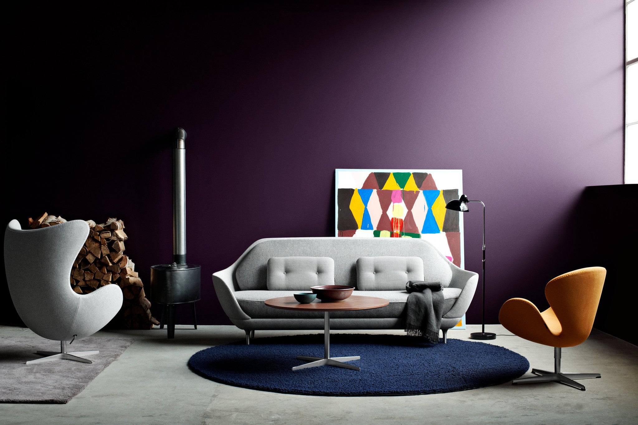 Fritz Hansen Favn sofa, Egg chair and Swan chair