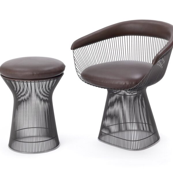 knoll_warren_platner_side_chair_and_stool_metallic_bronze_leather
