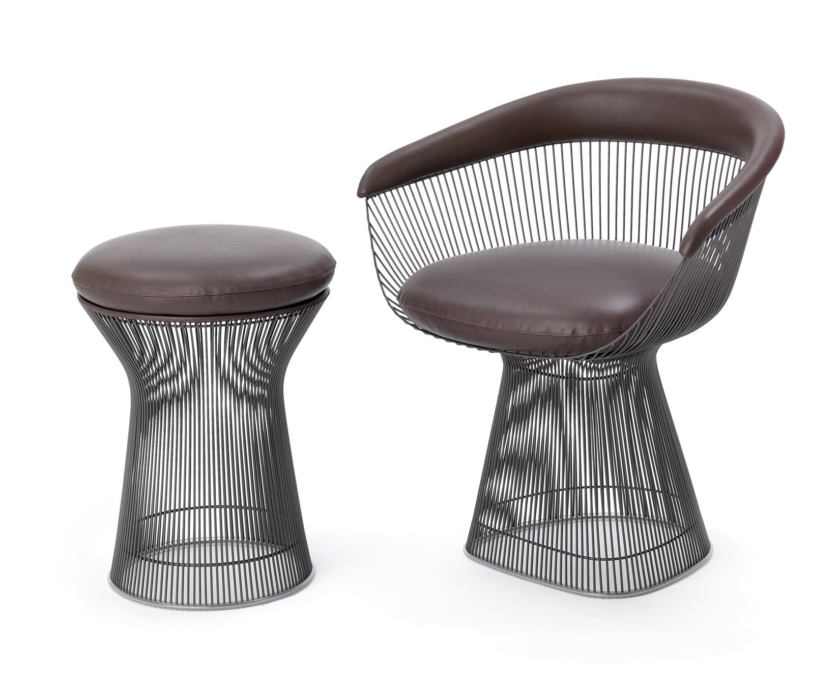 knoll_warren_platner_side_chair_and_stool_metallic_bronze_leather