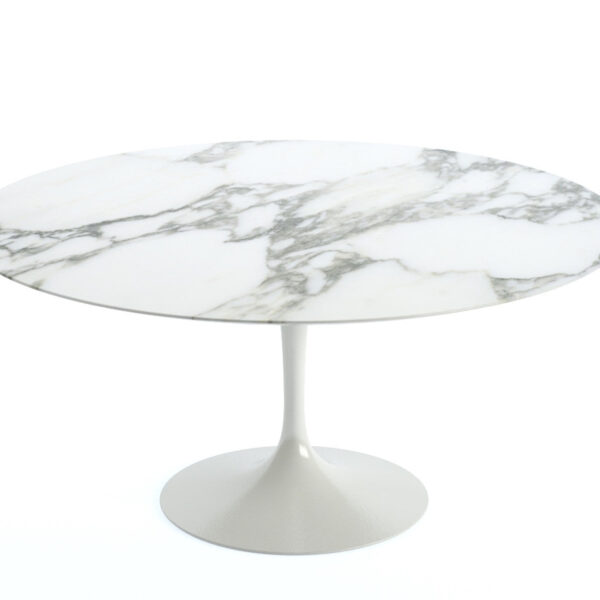 knoll-eero-saarinen-tulip-dining-table-round-white-base-arabescato-marble-top
