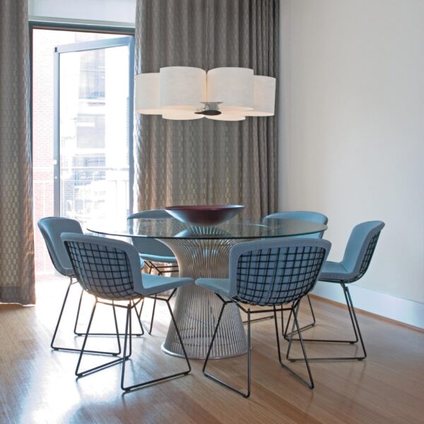 Bertoia Side Chair Fully Upholstered in blue fabric
