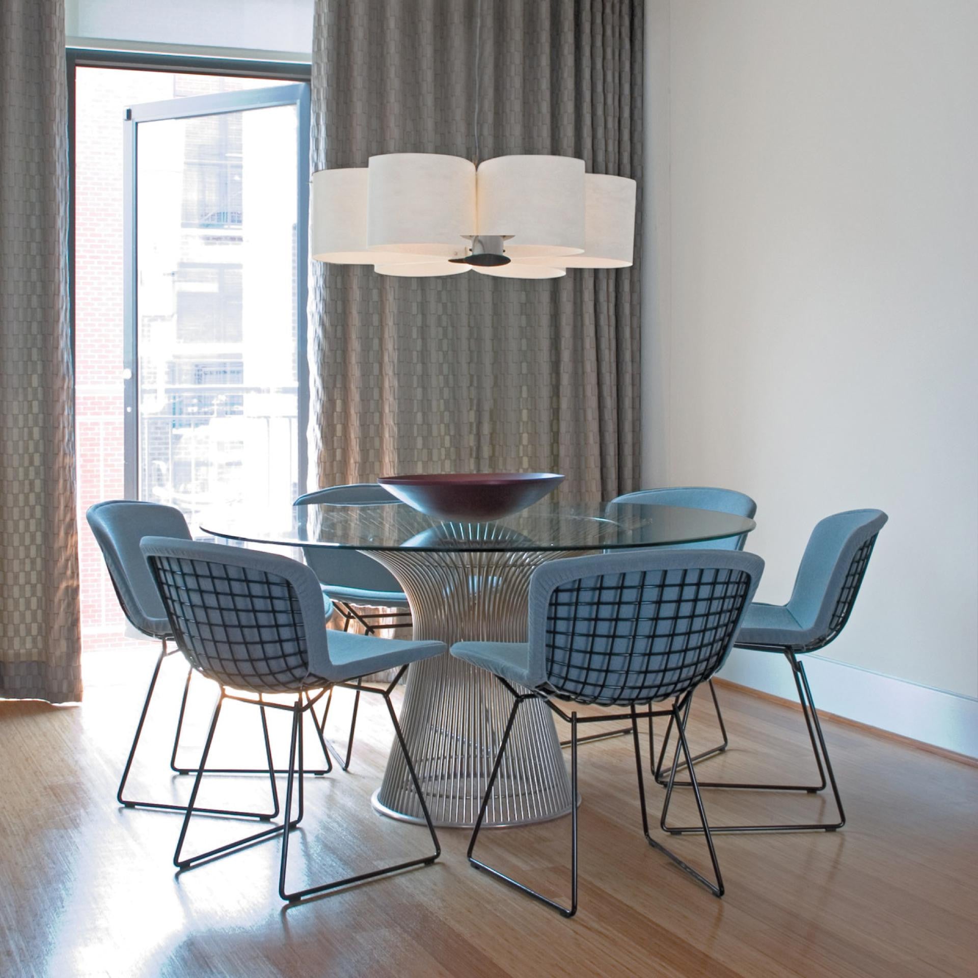 Bertoia Side Chair Fully Upholstered in blue fabric