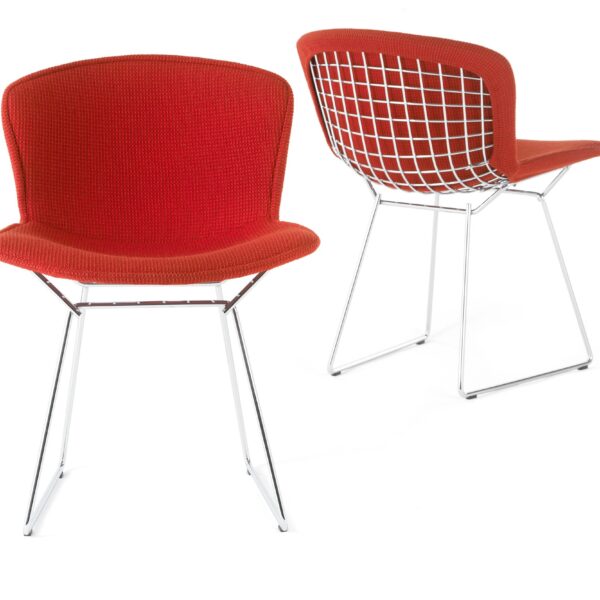 Bertoia Side Chair Fully Upholstered in red fabric