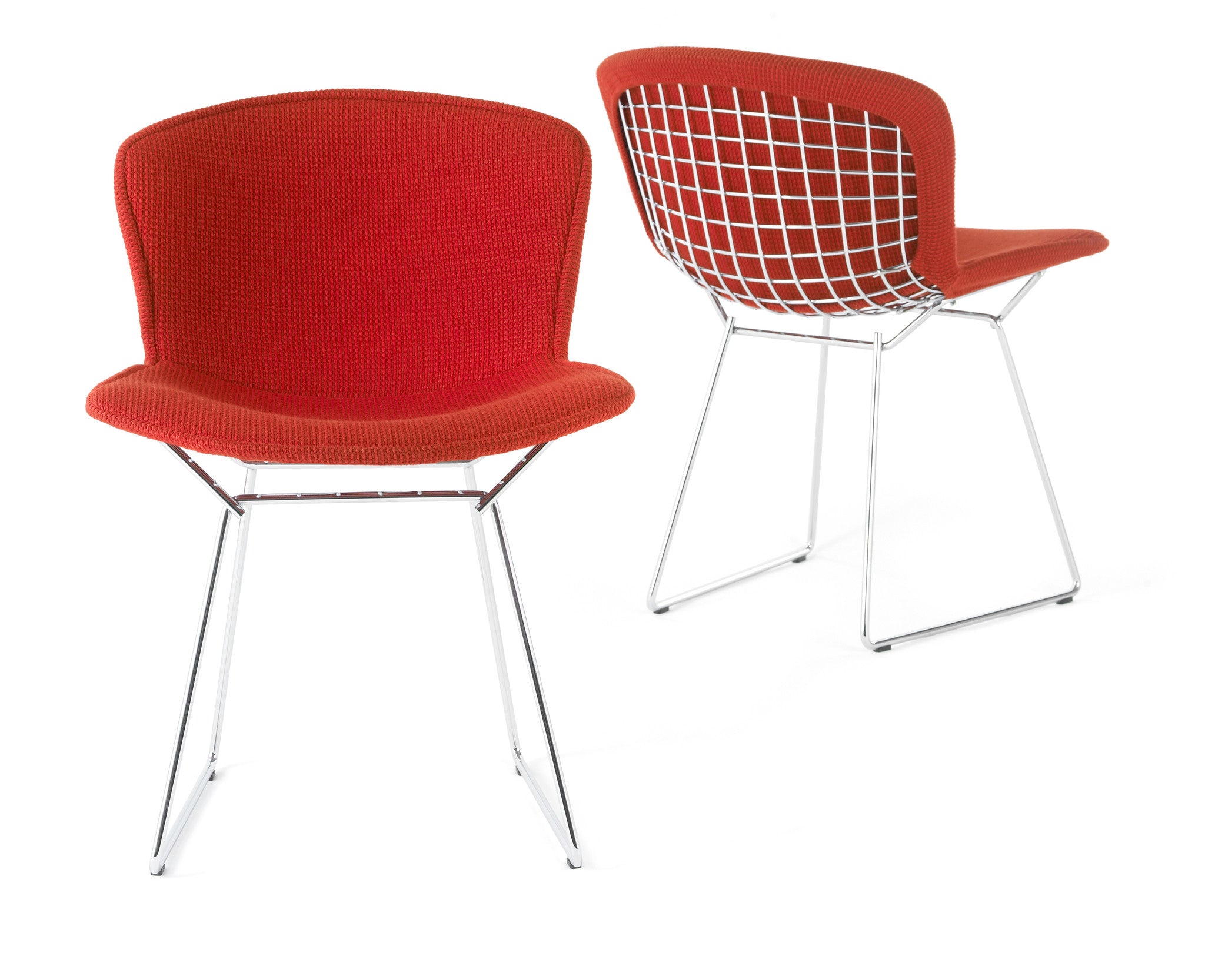 Bertoia Side Chair Fully Upholstered in red fabric