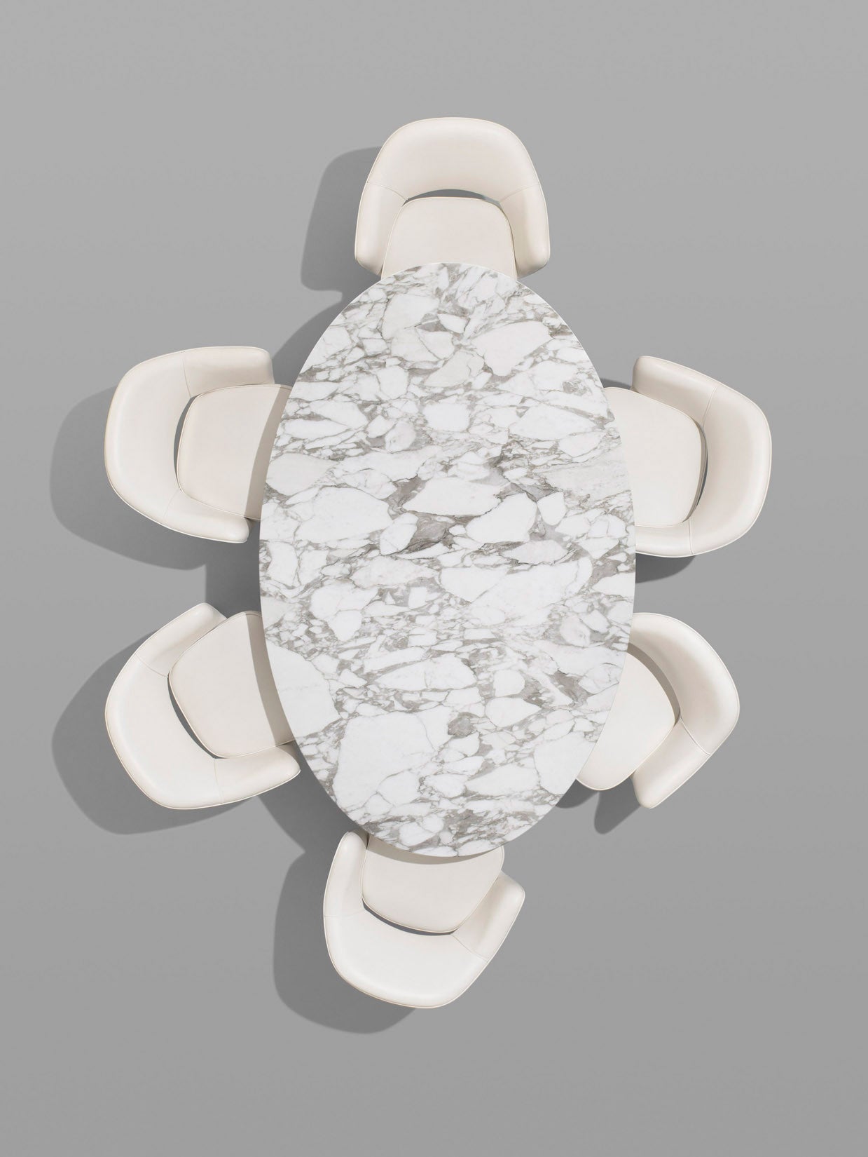knoll-eero-saarinen-dining-table-marble-oval-244cm-arabascato-tulip-chairs