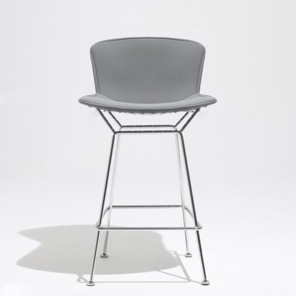 Bertoia Bar Stool grey upholstery