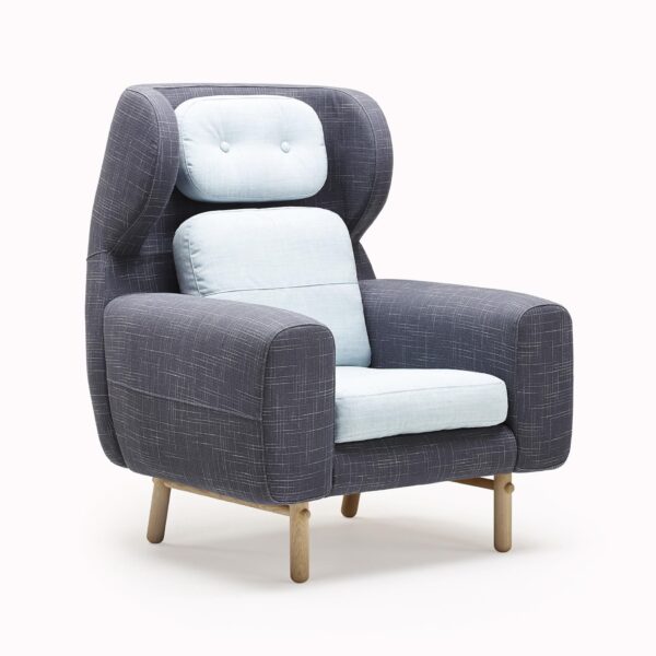 Ayo chair blue and grey fabric