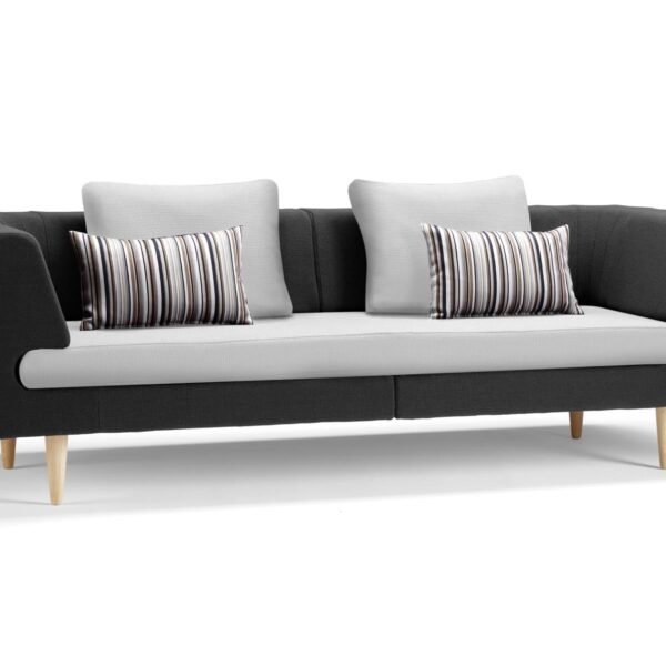 Mirage Sofa - 3 Seater natural oak legs and black and grey fabric