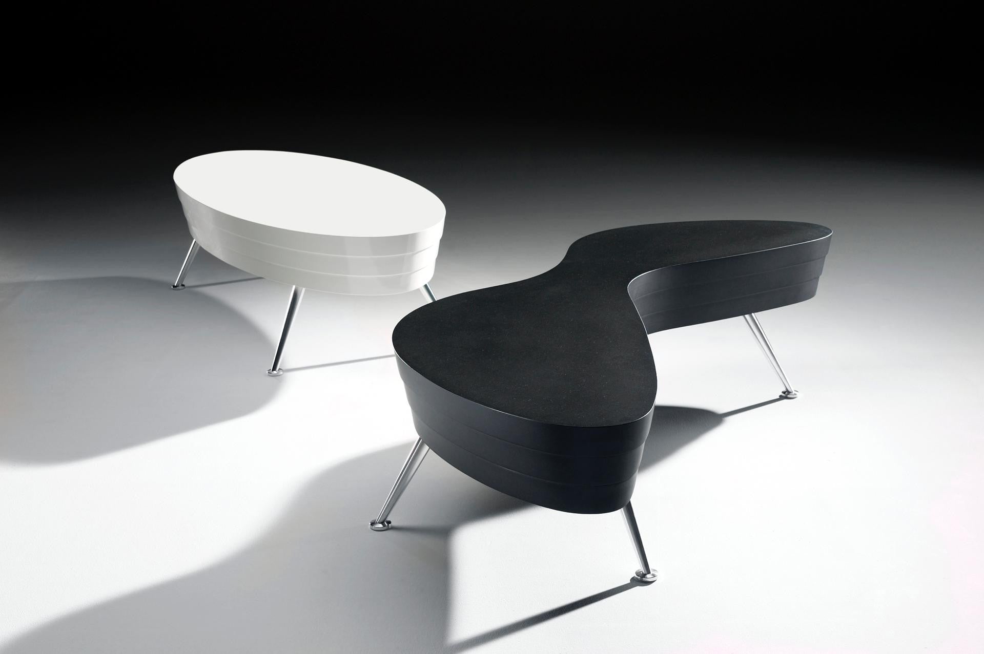 Mojo Coffee Tables white oval and black sunglass