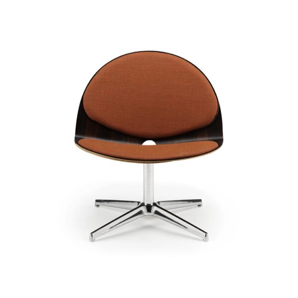 Biloba chair, with upholstery. Oak stained black and orange upholstery