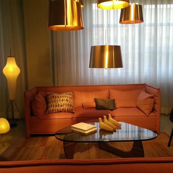 Alcove Plume Three-Seater and Ottoman