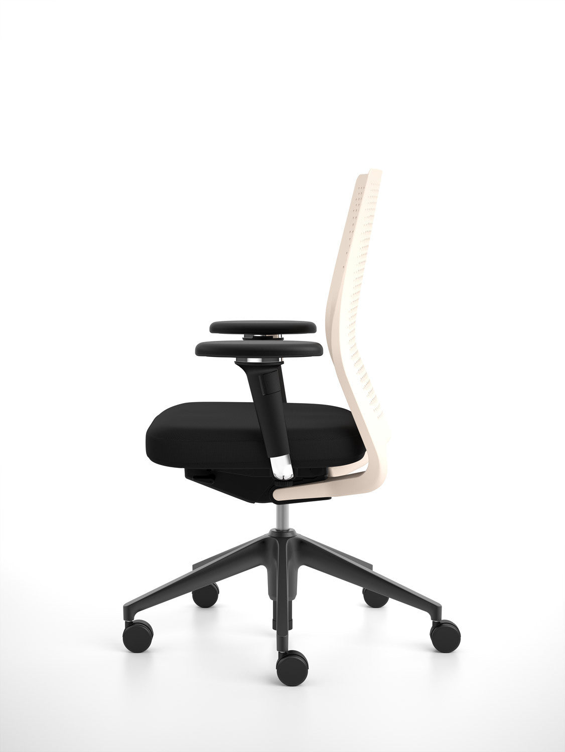 ID Air chair, black base, 2D armrests, black Plano seat