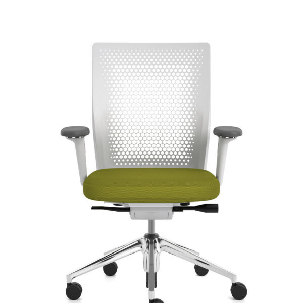 ID Air chair, polished base, 2D armrests, green Plano seat