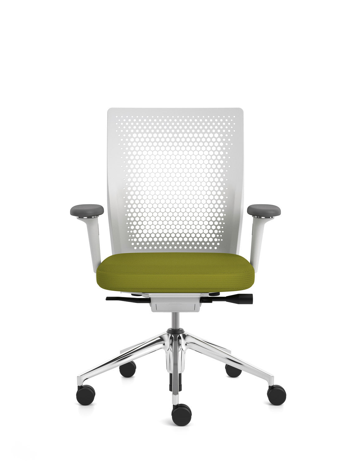ID Air chair, polished base, 2D armrests, green Plano seat