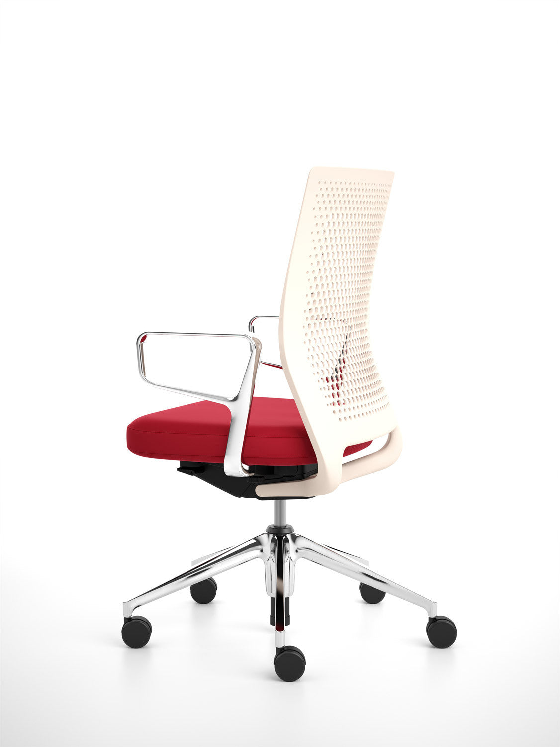 ID Air chair, polished base, ring armrests, red Plano seat