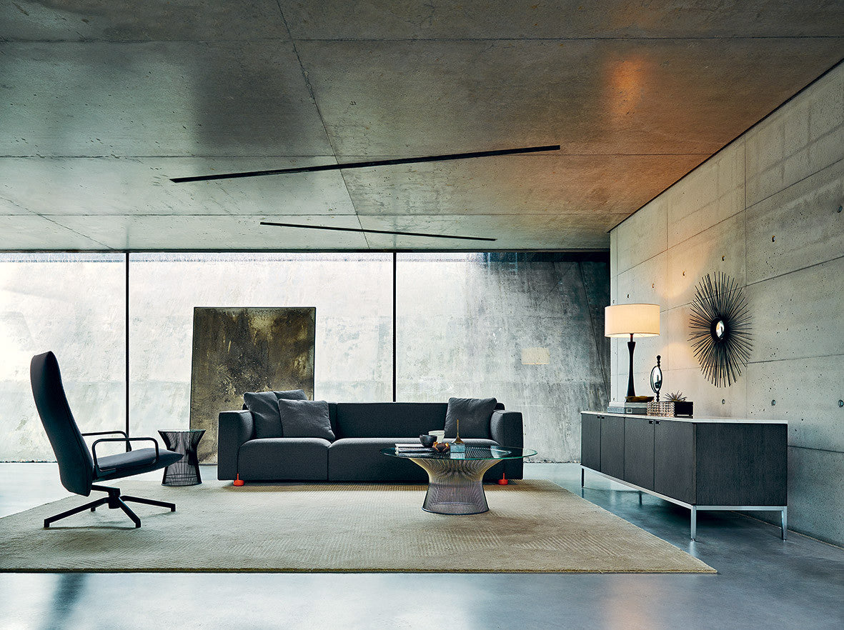 Florence Knoll Credenza 210cm, grey stained oak case, Arabescato marble top