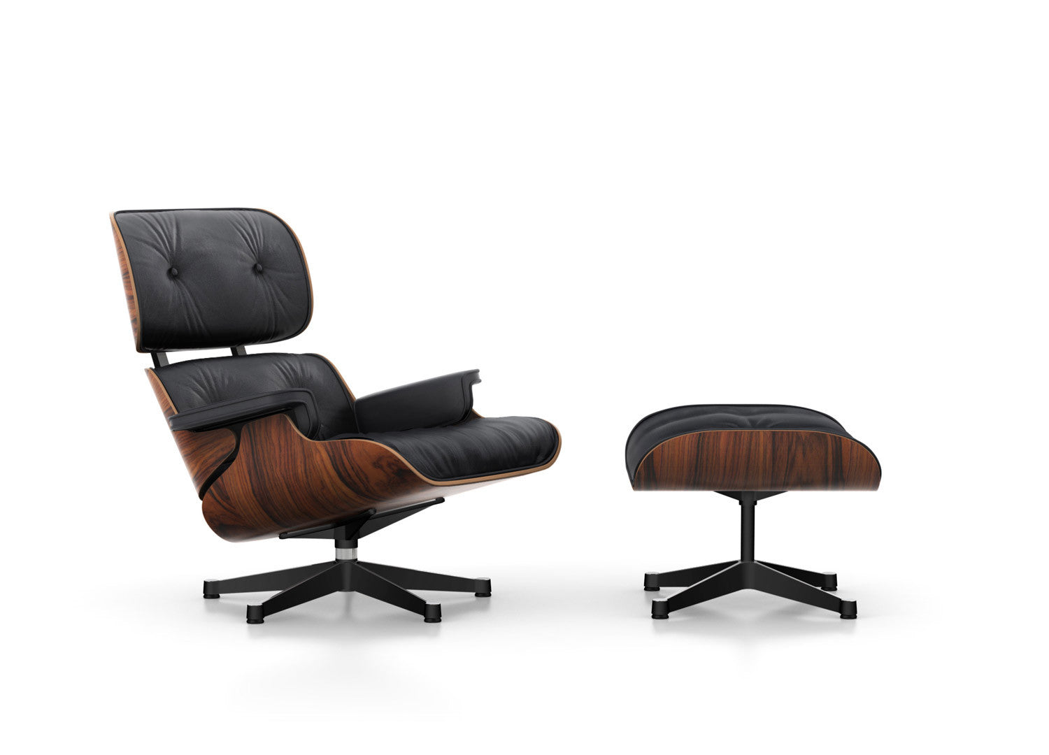 Eames Lounge Chair and Ottoman - Santos Palisander, black leather (Classic Version)