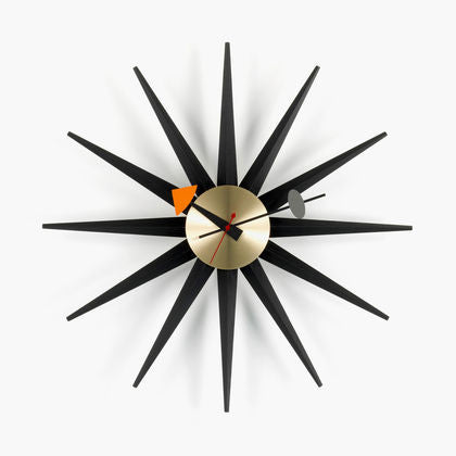 Nelson Sunburst Clock, black/brass