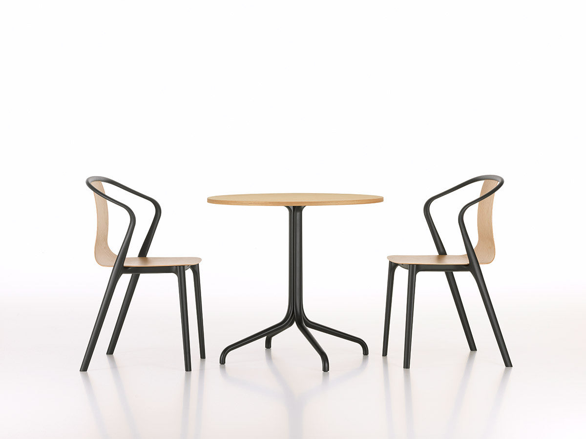 Belleville round table and armchairs, light oak Belleville round table and armchairs, light oak