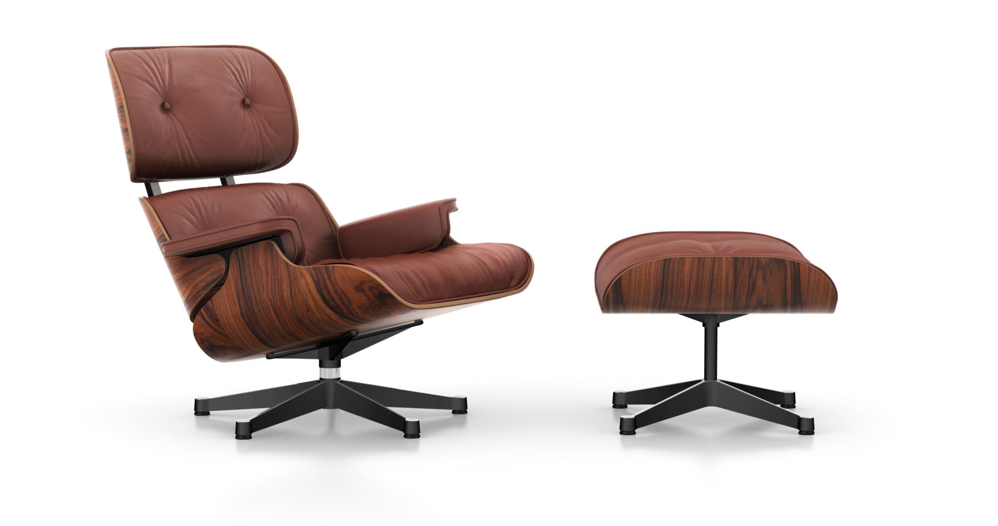 Eames Lounge Chair and Ottoman Santos Palisander, brandy leather