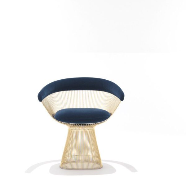 Platner Side chair, gold plated base, velvet seat