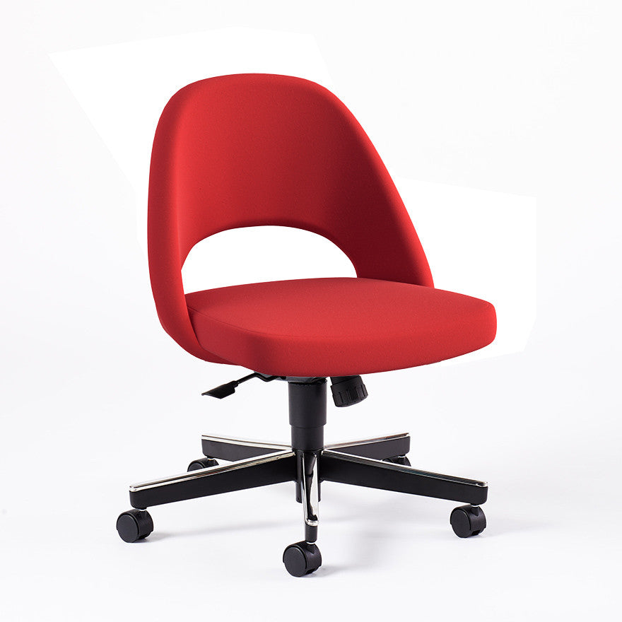 Conference Armless Chair on Castors, red
