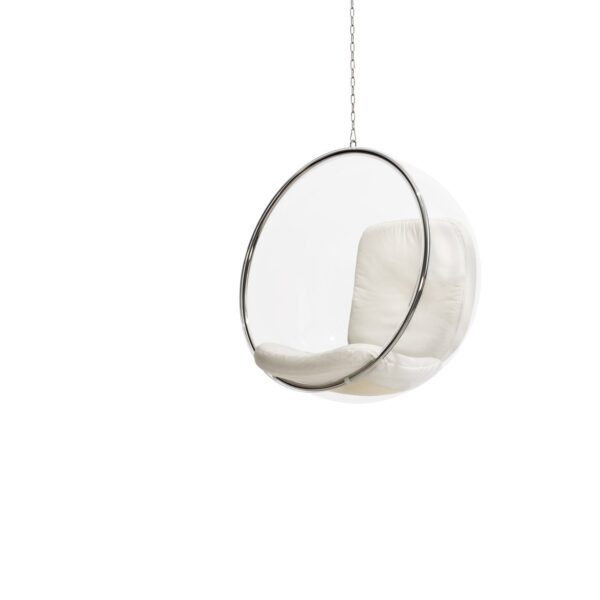 Bubble Chair, white leather cushions