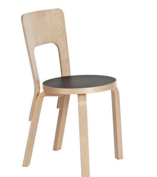 66 Chair - Black linoleum seat and natural lacquer legs 