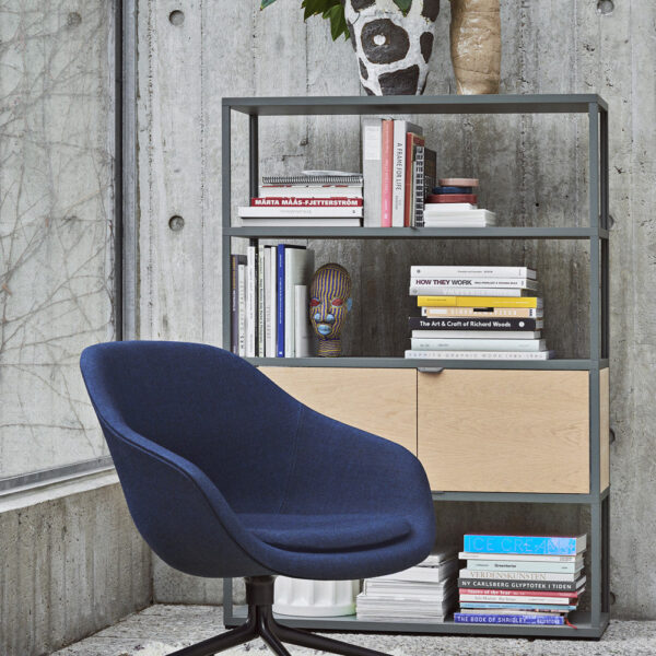 About A Lounge Chair AAL 81 dark blue and black powder coated legs