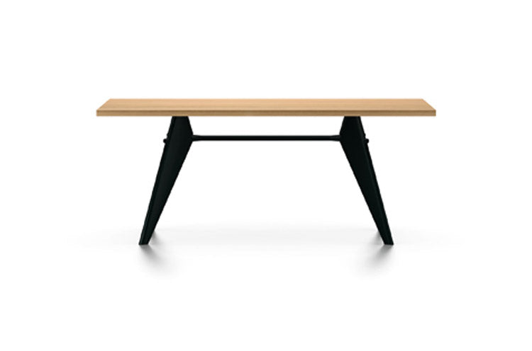 EM table natural oak veneer top and black base