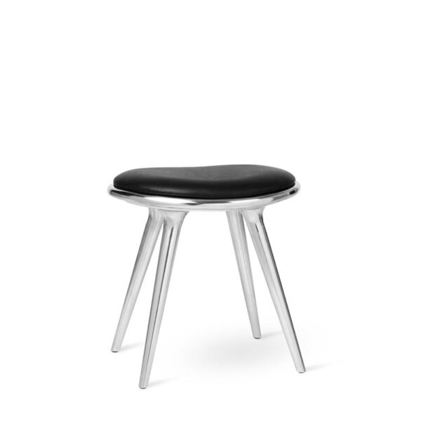 Polished Aluminium Base and Black Leather