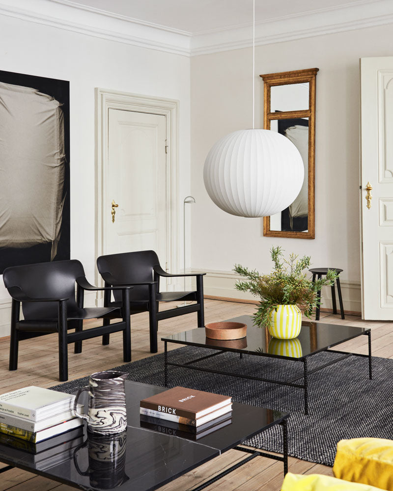 Deep Black Water-Based Lacquered Oak, Black Leather Deep Black Water-Based Lacquered Oak, Black Leather