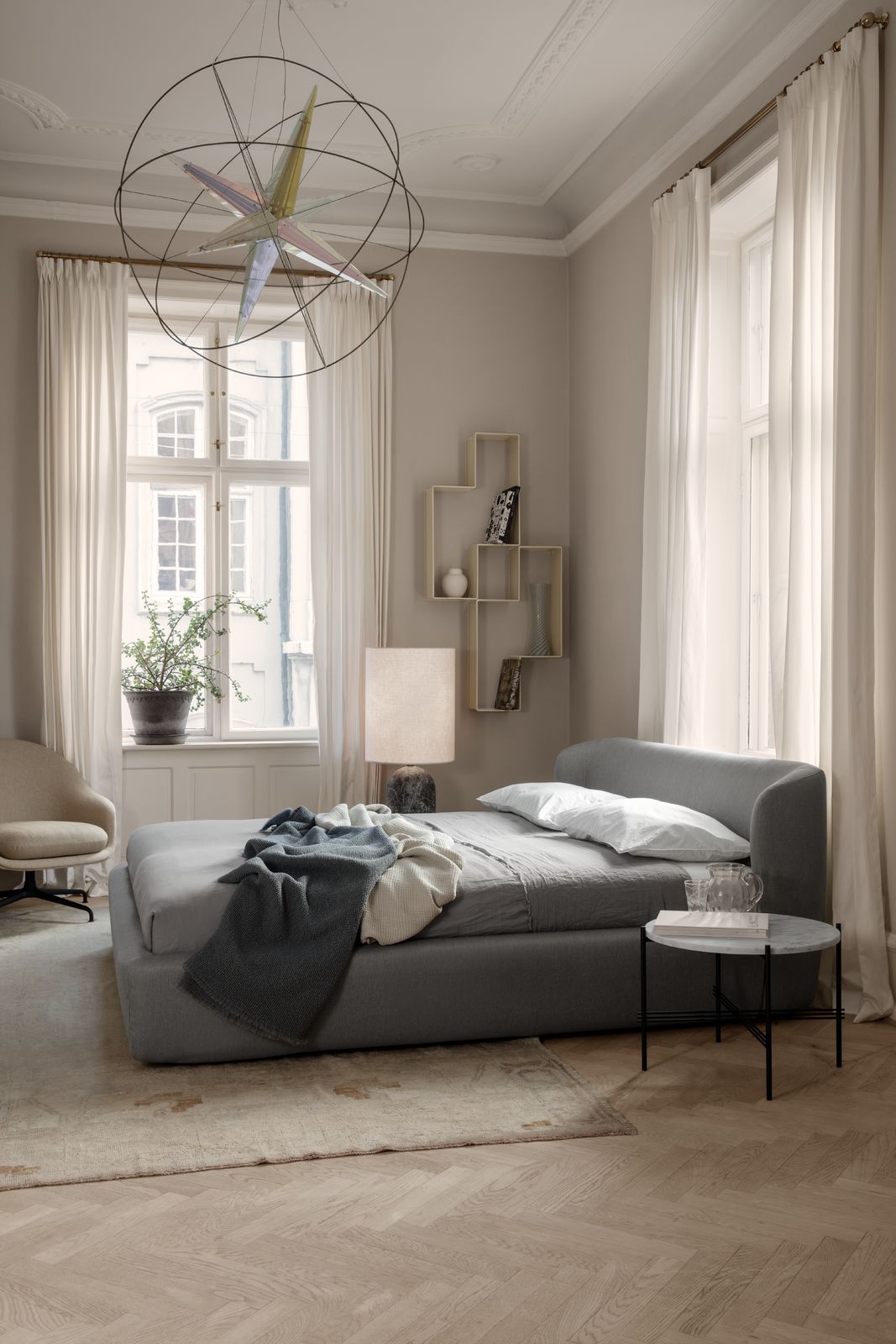 StayBed_BatLoungeChair_GravityFloorLampXL_DedalShelf_TSCoffeTable_On-medium