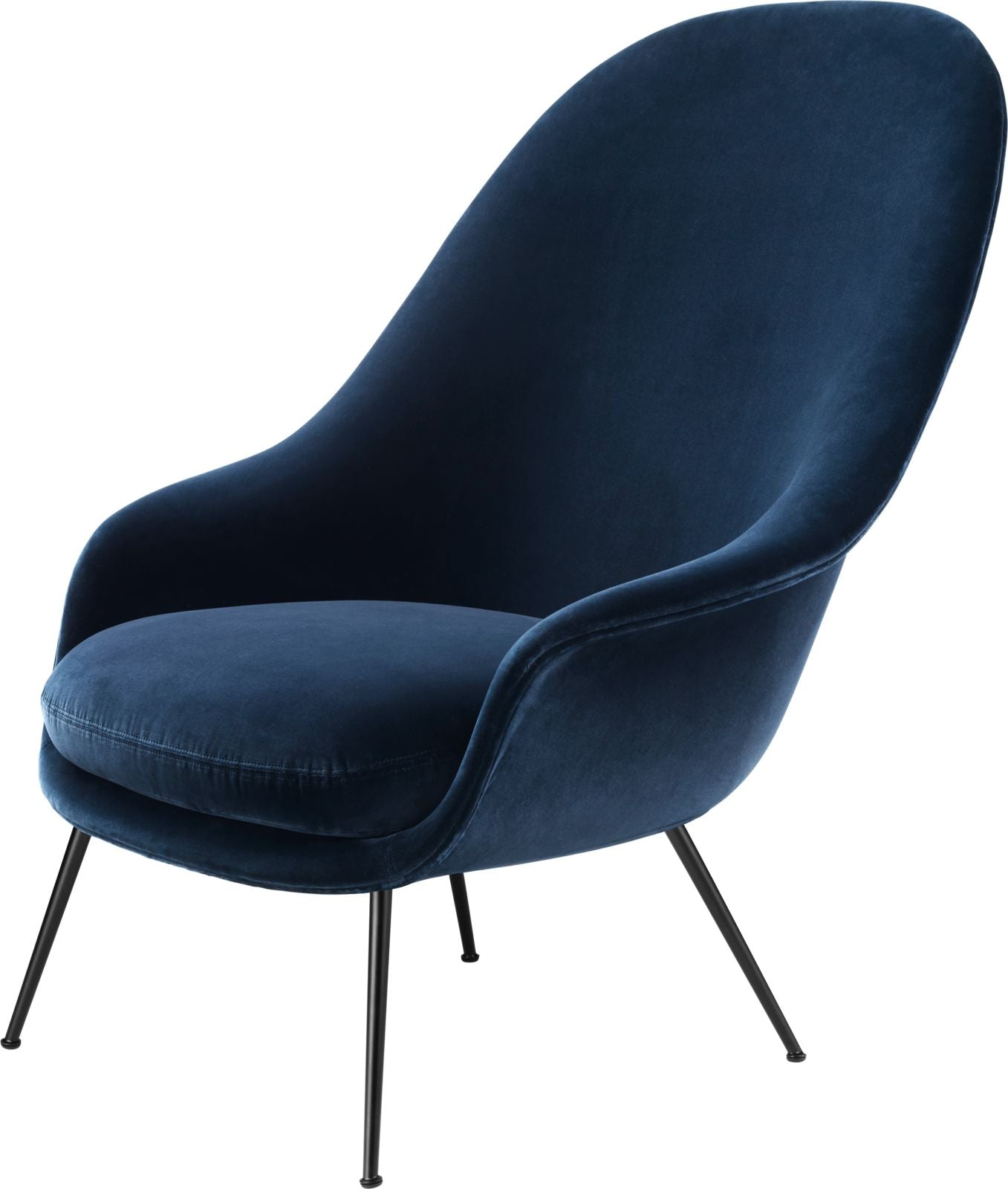 High Back Bat Lounge Chair, Black Matt base, GUBI Velvet upholstery. High Back Bat Lounge Chair, Black Matt base, GUBI Velvet upholstery.