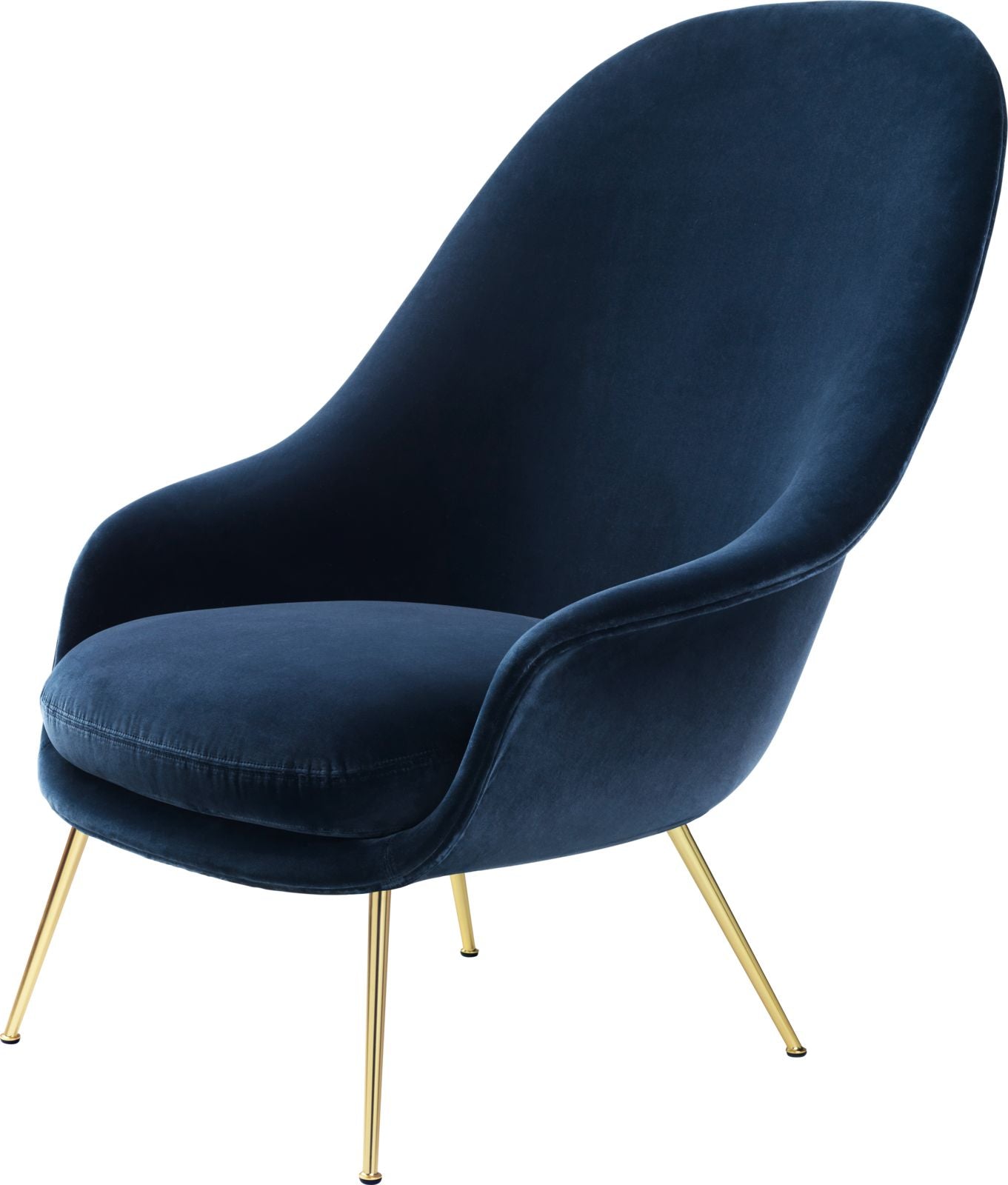 High Back Bat Lounge Chair, Brass Semi Matt base, GUBI Velvet upholstery. High Back Bat Lounge Chair, Brass Semi Matt base, GUBI Velvet upholstery.