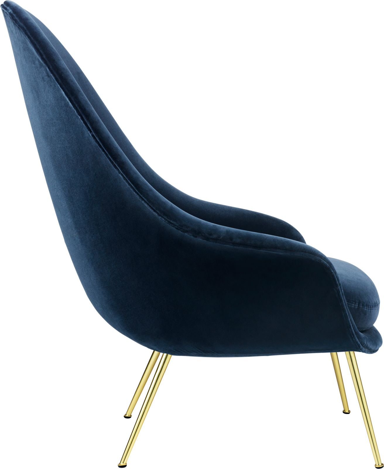 High Back Bat Lounge Chair, Brass Semi Matt base, GUBI Velvet upholstery. High Back Bat Lounge Chair, Brass Semi Matt base, GUBI Velvet upholstery.