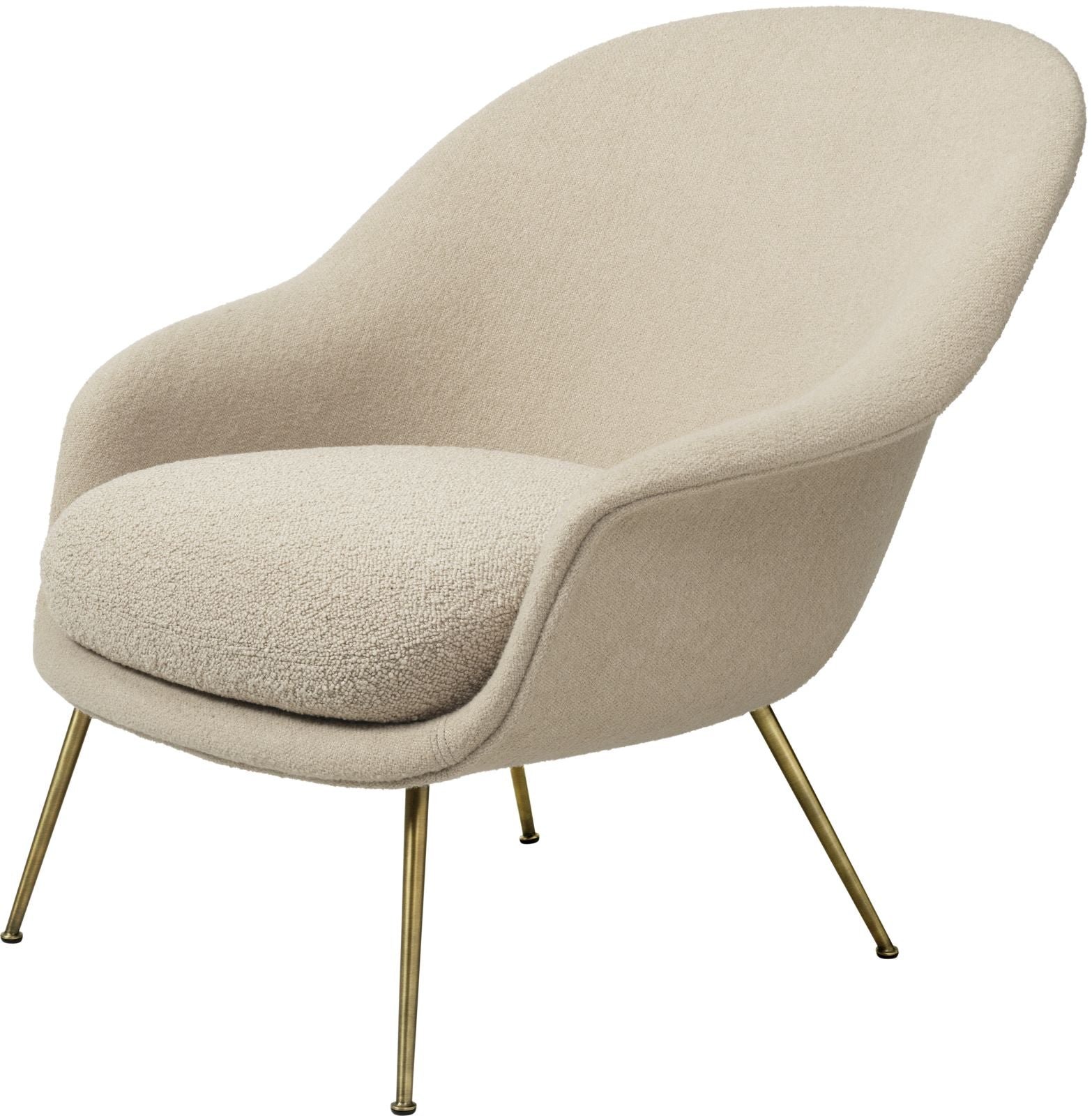 Bat Lounge Chair Low Back, Antique Brass base, GUBI Harp upholstery. Bat Lounge Chair Low Back, Antique Brass base, GUBI Harp upholstery.