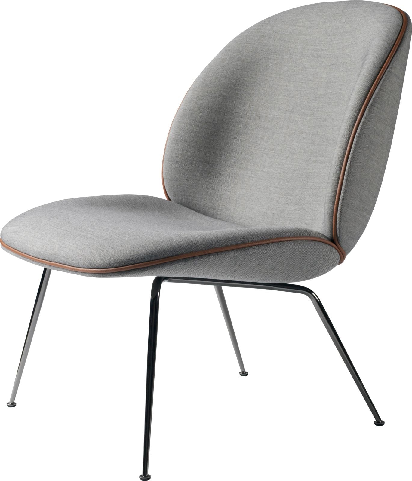 Remix upholstery and leather pipingBeetle_LoungeChair_Conic_FullyUpholstered_BlackChrome_Remix-143_Piping_Leather_Cognac_F3Q-medium Remix upholstery and leather pipingBeetle_LoungeChair_Conic_FullyUpholstered_BlackChrome_Remix-143_Piping_Leather_Cognac_F3Q-medium