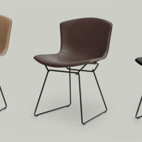 Bertoia Side Chairs in cowhide natural, dark brown and black.
