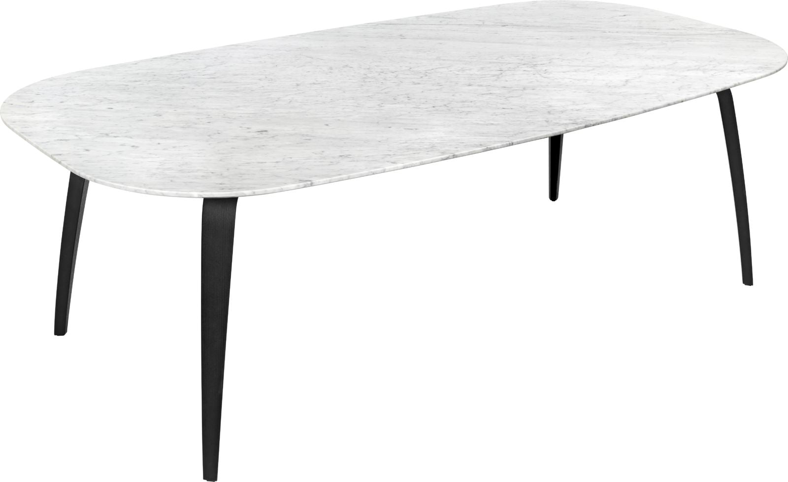 GUBI_DiningTable_Elliptical_230x120x73_WoodBase_BlackStainedAsh_Marble_WhiteCarrara-medium