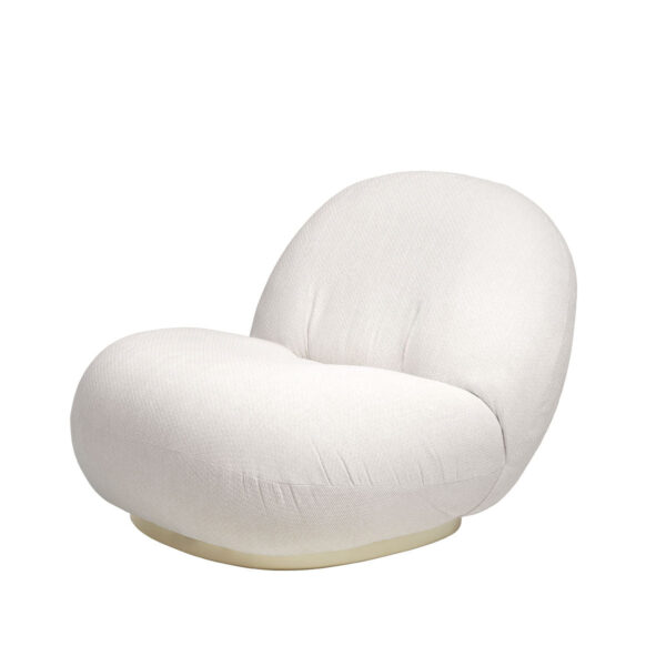 Pacha Lounge Chair, Pearl Gold Base, Tempt Ivory Upholstery