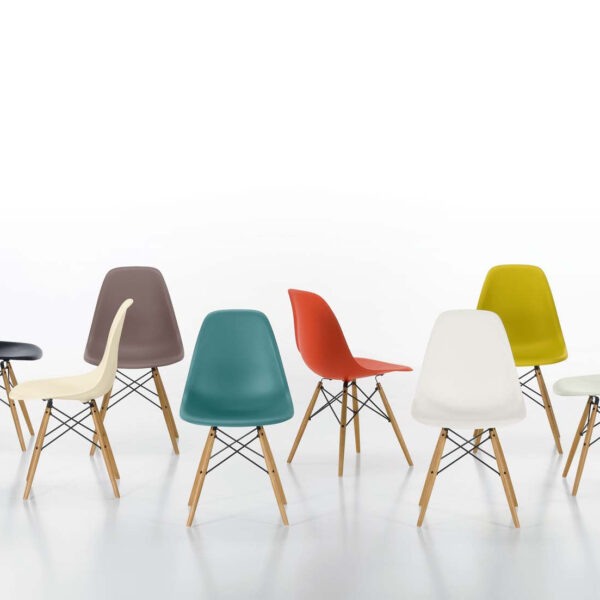 Eames DSW Chairs, golden maple base