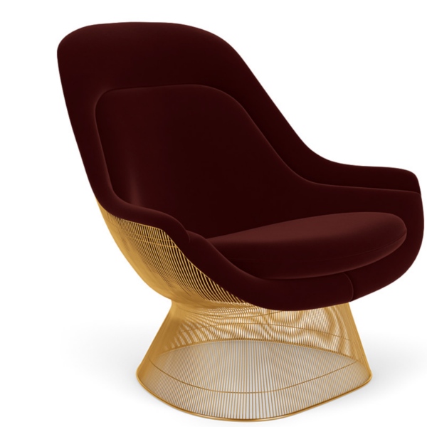 Knoll Platner Easy Chair and Ottoman Gold Plated